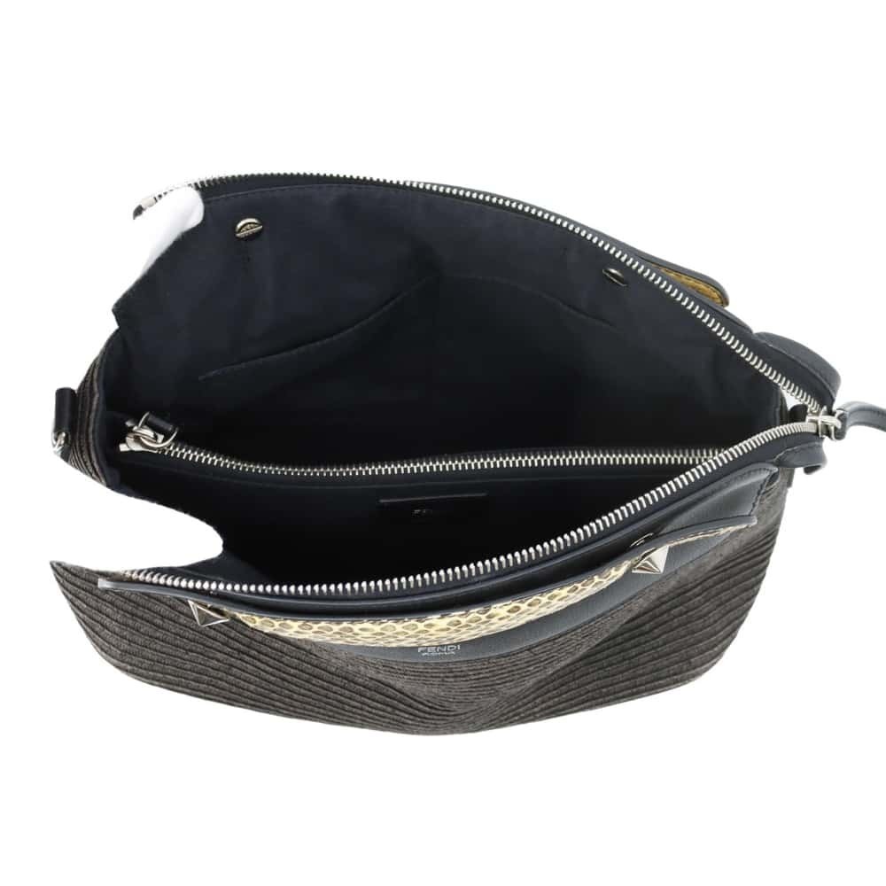 Fendi Visible Python Straw Medium Handbag Black - image 6